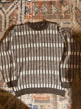 Sears Vintage Striped Crew Neck Sweater Brown size medium